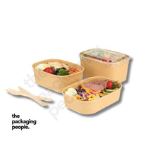 1000ML KRAFT RECTANGLE ECOBOWL | KRAFT RECTANGLE PAPER BOWL | EBRB-1000 | 300 PCS/CTN