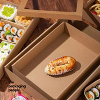 MEDIUM KRAFT CATERING TRAY WITH WINDOW - NO. 2 | CAT-2-K | 100PCS/CTN