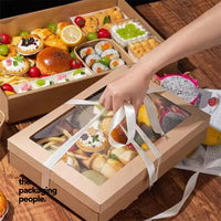 MEDIUM KRAFT CATERING TRAY WITH WINDOW - NO. 2 | CAT-2-K | 100PCS/CTN