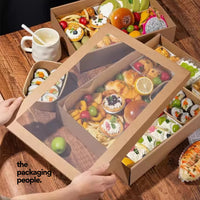 MEDIUM KRAFT CATERING TRAY WITH WINDOW - NO. 2 | CAT-2-K | 100PCS/CTN