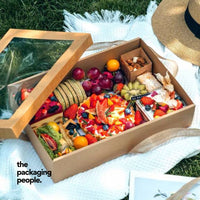 MEDIUM KRAFT CATERING TRAY WITH WINDOW - NO. 2 | CAT-2-K | 100PCS/CTN