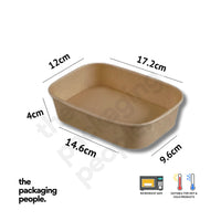 580ML KRAFT RECTANGLE ECOBOWL | KRAFT RECTANGLE PAPER BOWL | EBRB-500 | 300 PCS/CTN