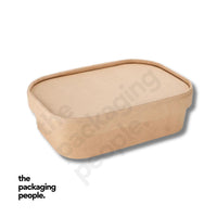 500ML / 750ML / 1000ML KRAFT RECTANGLE ECOBOWL LID | KRAFT RECTANGLE PAPER BOWL LID | EBRL-K | 300 PCS/CTN