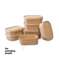 500ML / 750ML / 1000ML KRAFT RECTANGLE ECOBOWL LID | KRAFT RECTANGLE PAPER BOWL LID | EBRL-K | 300 PCS/CTN