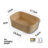 750ML KRAFT RECTANGULAR ECOBOWL | KRAFT RECTANGLE PAPER BOWL | EBRB-750 | 300 PCS/CTN