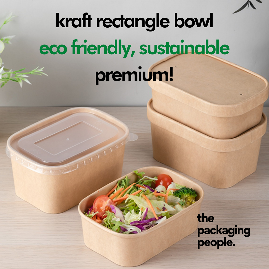 750ML KRAFT RECTANGULAR ECOBOWL | KRAFT RECTANGLE PAPER BOWL | EBRB-750 | 300 PCS/CTN