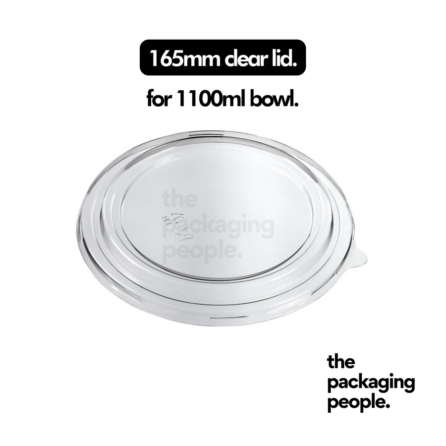 1100ml PS EcoBowl Lid | PS Kraft Paper Bowl Clear Plastic Lid-300 Pcs/Ctn