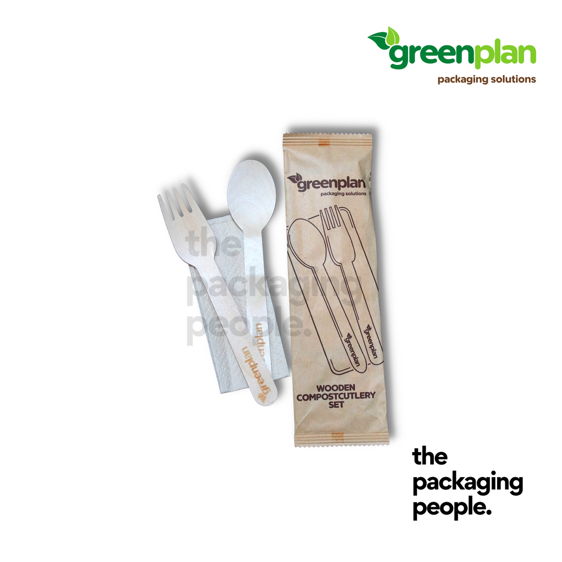 3-IN-1 WOODEN SPOON, FORK, NAPKIN CUTLERY SET | SFN-16-W | 500 PCS/CTN