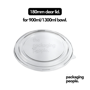 900ml / 1300ml PS EcoBowl Lid | PS Kraft Paper Bowl Clear Plastic Lid -300 Pcs/Ctn