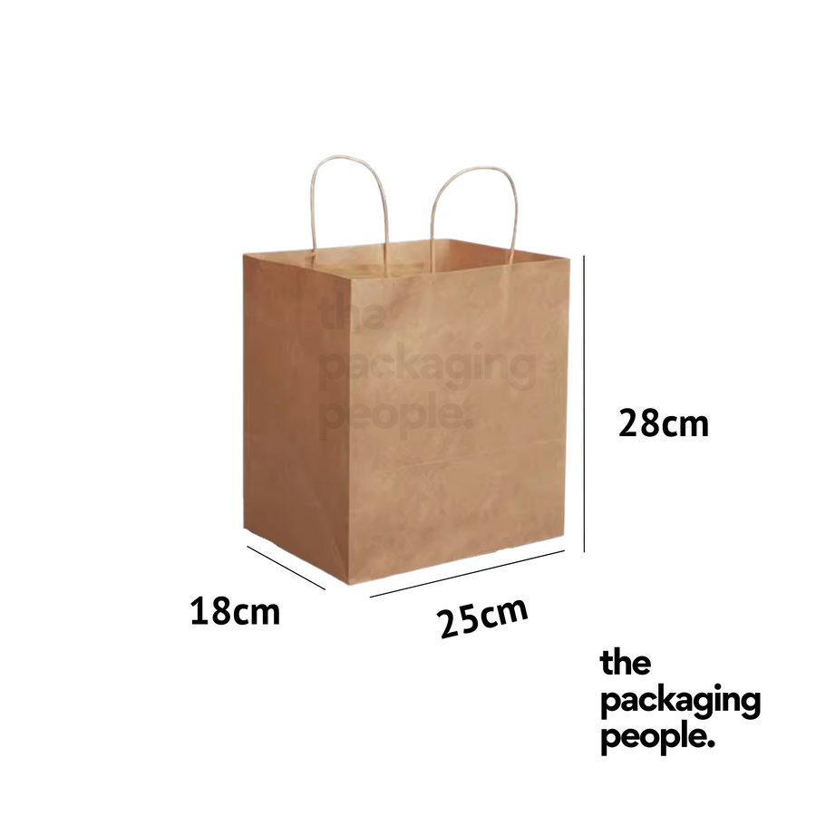 BROWN KRAFT ECOBAG | KRAFT PAPER BAG | EBG-7-K | 50 PCS/PKT | L25 x B18 x H28CM