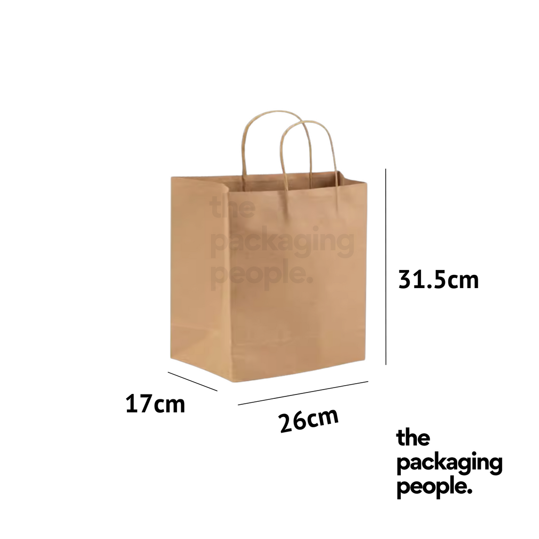 BROWN KRAFT ECOBAG | KRAFT PAPER BAG | EBG-6-K | 50 PCS/PKT | L26 x B17 x H31.5CM