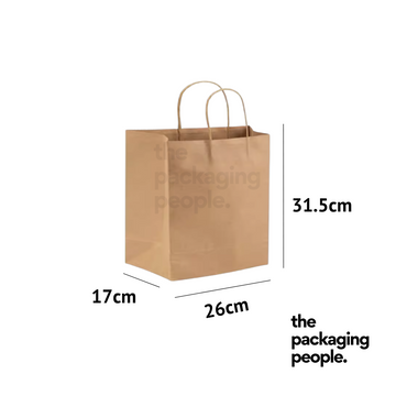 BROWN KRAFT ECOBAG | KRAFT PAPER BAG | EBG-6-K | 50 PCS/PKT | L26 x B17 x H31.5CM