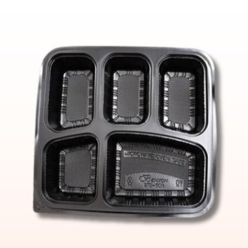 BENXON BTB-5CN 5 COMPARTMENT BLACK CONTAINER WITH LID | BTB-5CN | 300 PCS/CTN