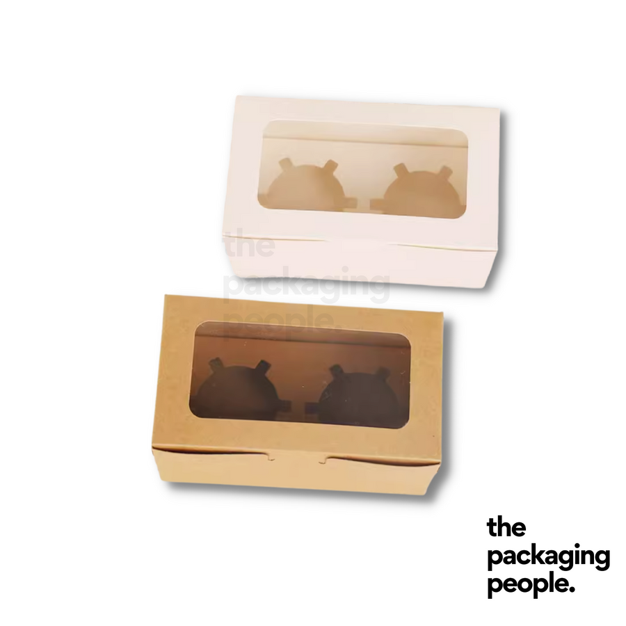 2-HOLE CUPCAKE BOX WITH WINDOW | CBW-2-K / CBW-2-W | 500 PCS/CTN