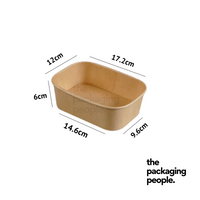 750ML KRAFT RECTANGULAR ECOBOWL | KRAFT RECTANGLE PAPER BOWL | EBRB-750 | 300 PCS/CTN