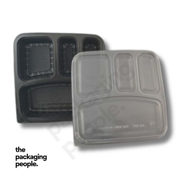 BENXON BTB-5CN 5 COMPARTMENT BLACK CONTAINER WITH LID | BTB-5CN | 300 PCS/CTN