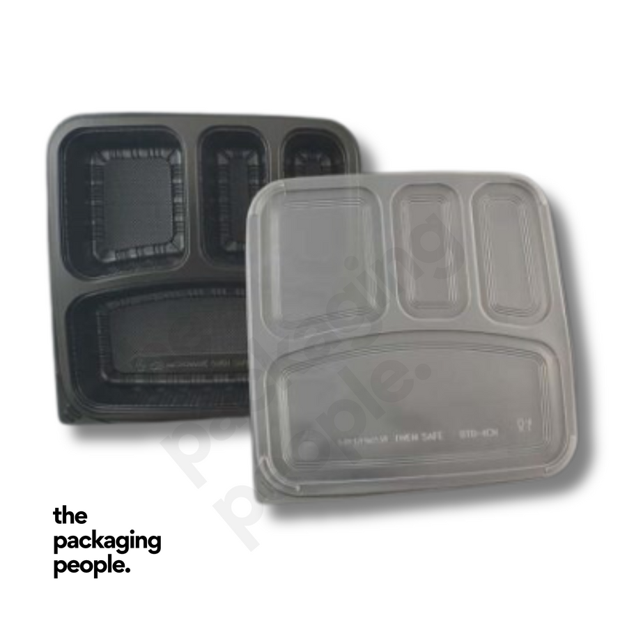 BENXON BTB-5CN 5 COMPARTMENT BLACK CONTAINER WITH LID | BTB-5CN | 300 PCS/CTN
