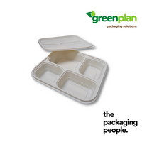 4-COMPARTMENT CORNSTARCH ECO BENTO WITH LID SET | 4 COM CORNSTARCH BENTO BOX | BNS-1000/4-C | 50 SETS/SLEEVE, 200 SETS/CTN