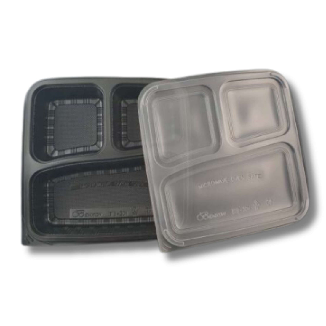 BENXON BTB-3CN 3 COMPARTMENT BLACK CONTAINER WITH LID | BTB-3CN | 300 PCS/CTN