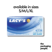 Lacy's Blue Nitrile Powder Free Gloves (S/M/L/XL)