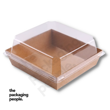 LARGE SQUARE KRAFT SANDWICH BOX / KRAFT SUSHI BOX WITH CLEAR LID | SBS-1212-K | 1000 PCS/CTN