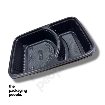 BENXON OKID TB2C 2-COMPARTMENT BLACK CONTAINER WITH LID | TB2C | 400 PCS/CTN