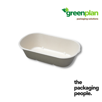 1000ML COMPOSTTRAY BASE | 1000ML SUGARCANE BAGASSE TRAY | BNB-700-B | 500 PCS/CTN