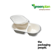 850ML 2-COMPARTMENT BAGASSE COMPOSTRAY BASE | BNB-850/2-B | 500 PCS/CTN