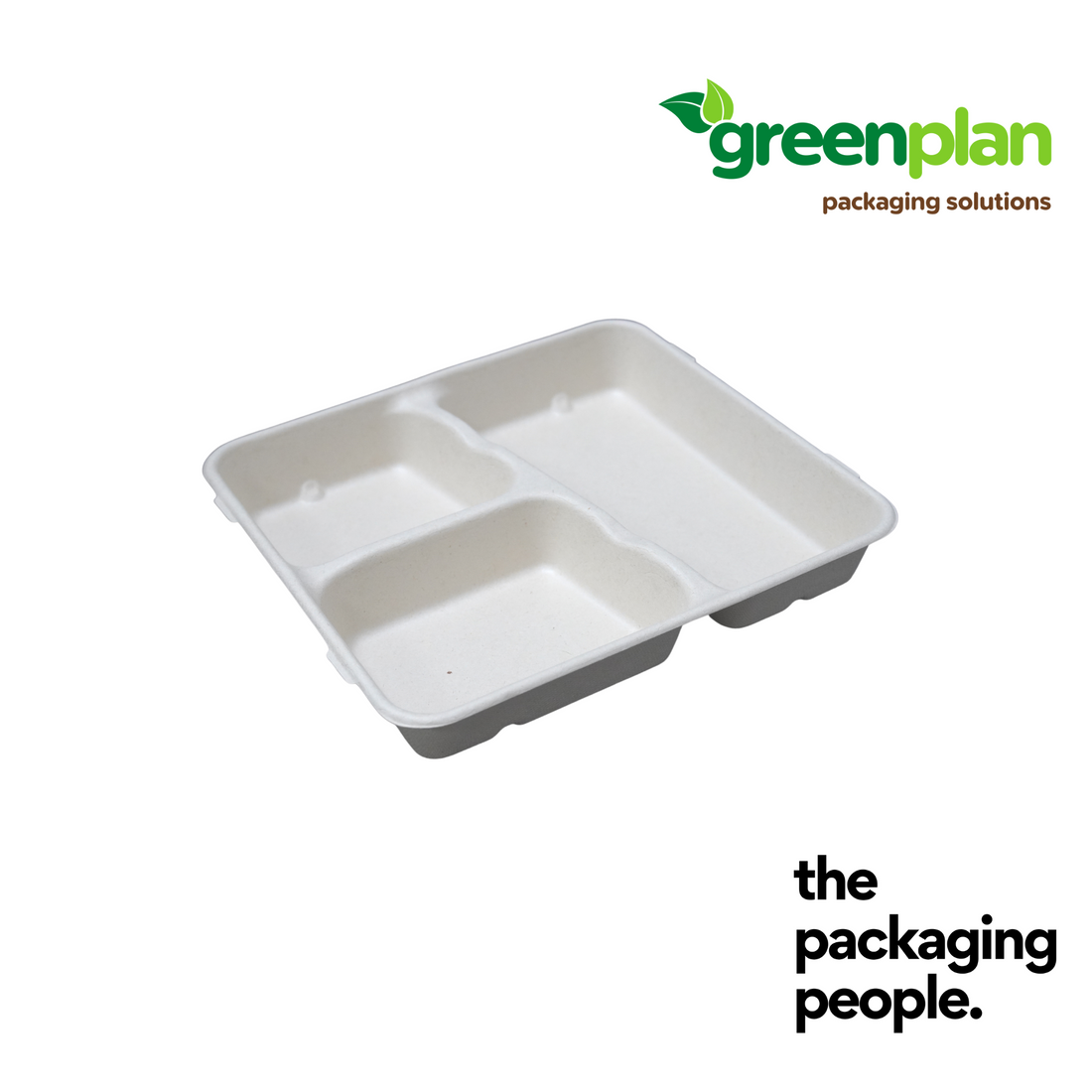 3-COMPARTMENT BAGASSE COMPOSTBENTO BASE | 3-COM BAGASSE BENTO BOX BASE | BNB-3C-B | 200 PCS/CTN