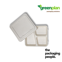 3-COMPARTMENT BAGASSE COMPOSTBENTO BASE | 3-COM BAGASSE BENTO BOX BASE | BNB-3C-B | 200 PCS/CTN