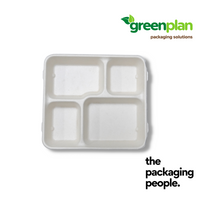 4-Compartment Bagasse CompostBento Base | 4-Com Sugarcane Bagasse Bento Box Base (200Pcs/Ctn)