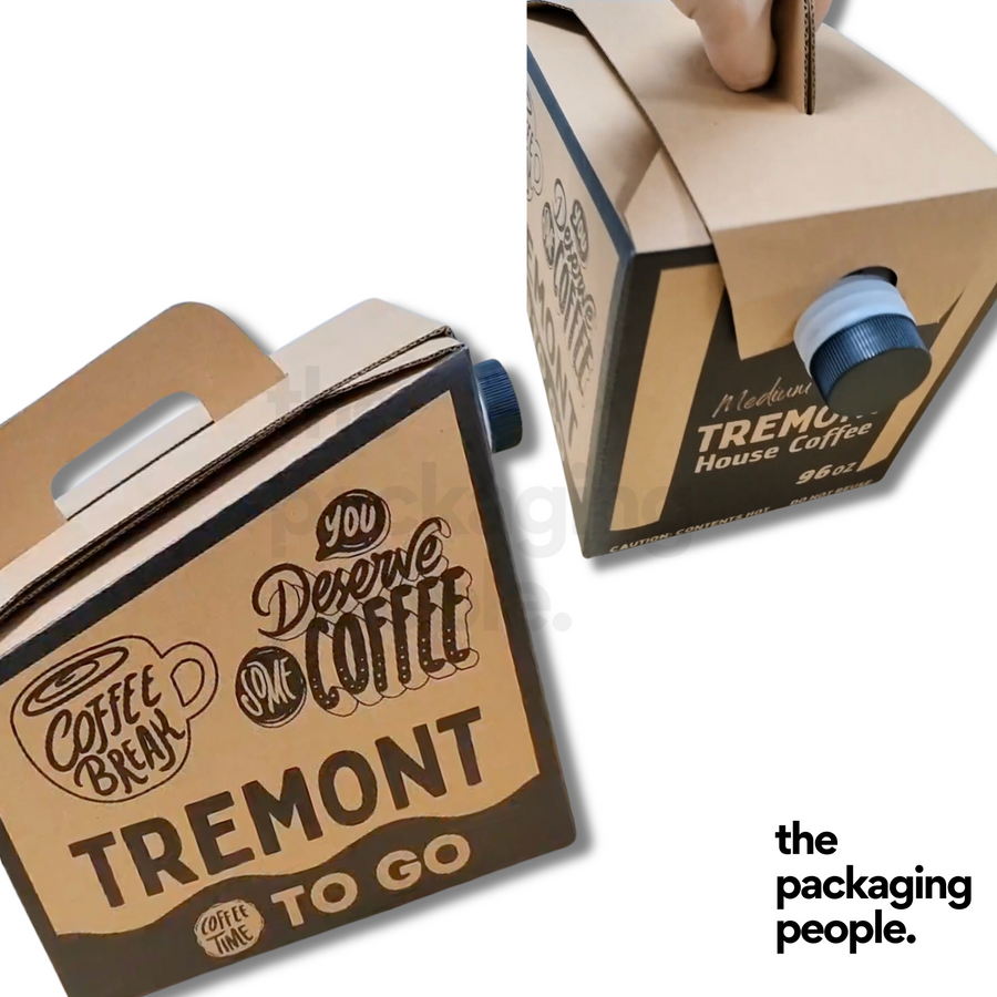 Custom 96oz Disposable Thermal Insulated Drink Takeaway Box | Coffee Traveller Box *Popular*