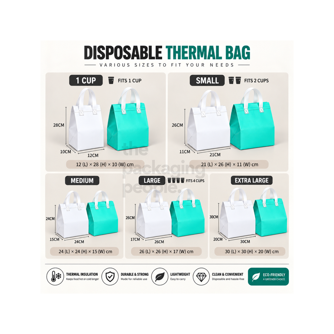 DISPOSABLE THERMAL BAG (VARIOUS COLORS AND SIZES AVAILABLE) 1-1.5 WEEKS LEAD TIME