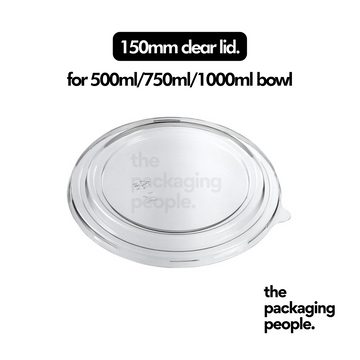 500 / 750 / 1000ml PS EcoBowl Lid | PS Kraft Paper Bowl Clear Plastic Lid -300 Pcs/Ctn