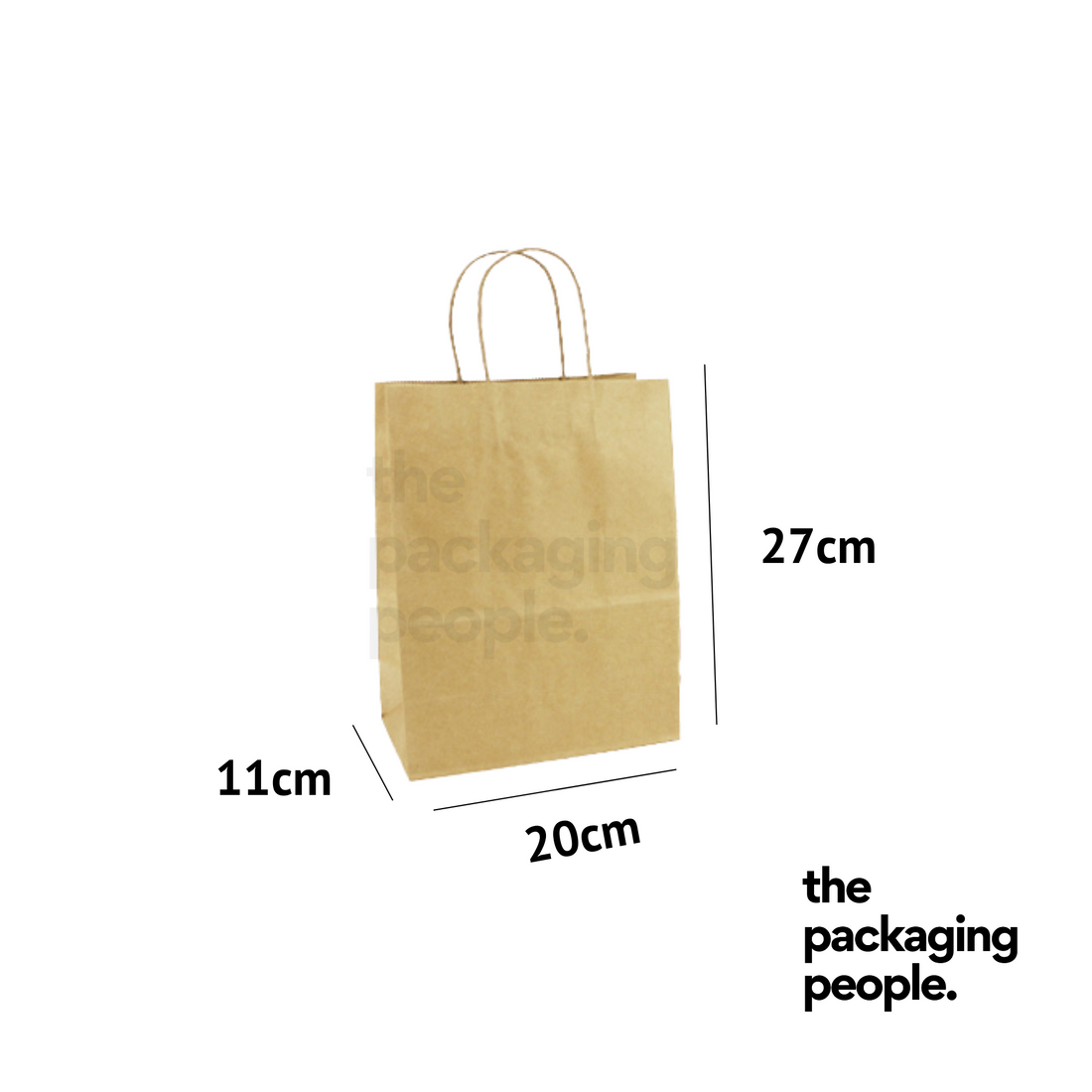 BROWN KRAFT ECOBAG | KRAFT PAPER BAG | EBG-2-K | 50 PCS/PKT | L20 x B11 x H27CM